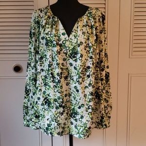 Green and white blouse